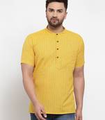 Yellow woven cotton men-kurtas