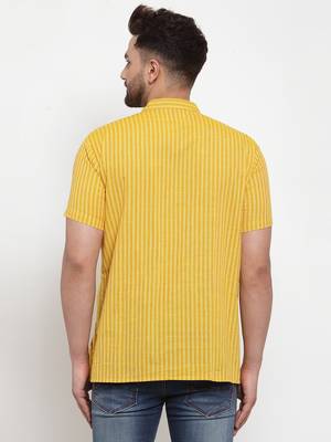 Yellow woven cotton men-kurtas 2