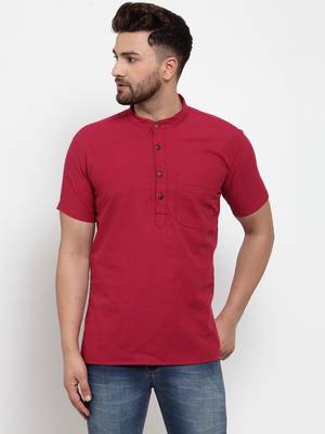 Red woven cotton men-kurtas 1