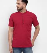Red woven cotton men-kurtas