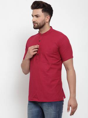 Red woven cotton men-kurtas 3