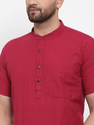 Red woven cotton men-kurtas 4
