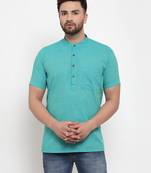 Blue woven cotton men-kurtas