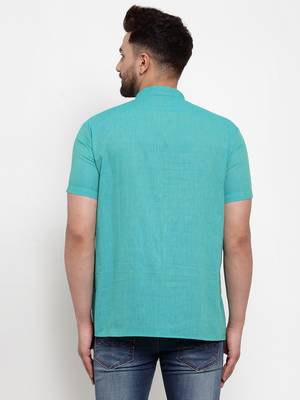 Blue woven cotton men-kurtas 2