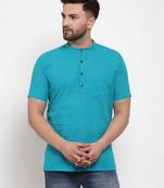 Blue woven cotton men-kurtas