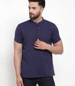 Blue woven cotton men-kurtas
