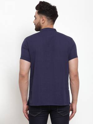 Blue woven cotton men-kurtas 2