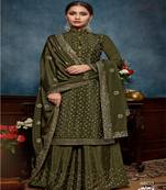 Olive Green Pakistani Palazzo Suit