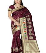 brown woven silk saree with blouse