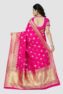 pink woven  silk saree with blouse 2