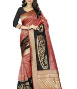 red woven silk saree with blouse