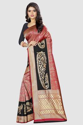 red woven silk saree with blouse 2