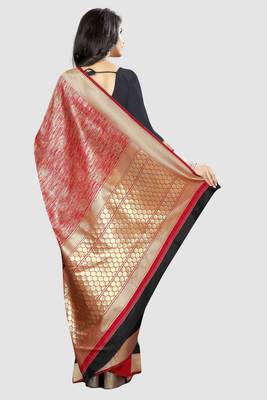red woven silk saree with blouse 3