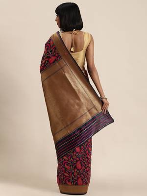 blue woven silk saree with blouse 2