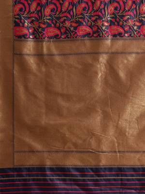 blue woven silk saree with blouse 4
