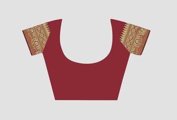maroon woven silk saree with blouse 5