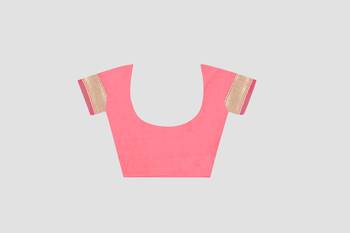 pink woven  silk saree with blouse 4