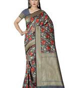 grey woven silk saree with blouse