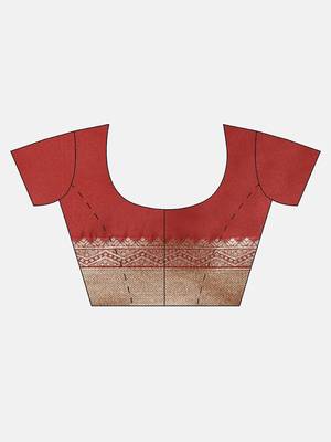maroon woven  silk saree with blouse 5