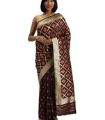 brown woven silk saree with blouse