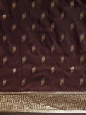 brown woven silk saree with blouse 3