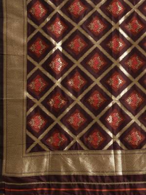 brown woven silk saree with blouse 4