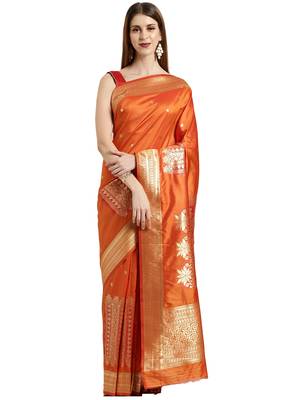 yellow woven silk saree with blouse 1