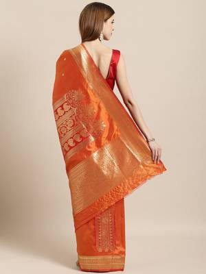 yellow woven silk saree with blouse 2