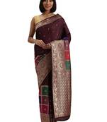 brown woven  silk saree with blouse