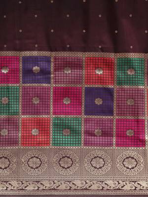 brown woven  silk saree with blouse 3