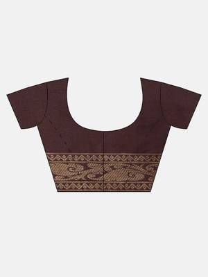 brown woven  silk saree with blouse 5