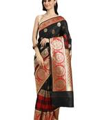 black woven silk saree with blouse