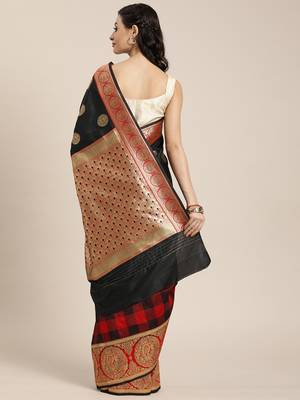 black woven silk saree with blouse 2
