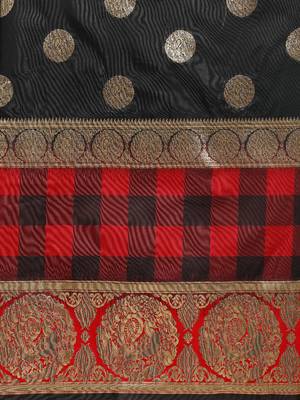 black woven silk saree with blouse 3