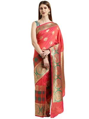 red woven  silk saree with blouse 1