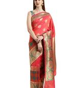 red woven  silk saree with blouse
