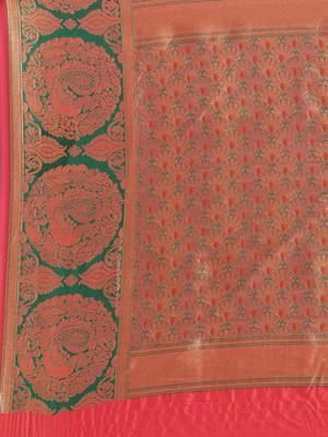 red woven  silk saree with blouse 3