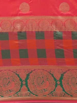 red woven  silk saree with blouse 4