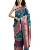 green woven silk saree with blouse