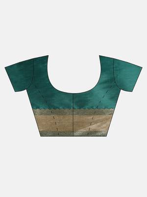 green woven silk saree with blouse 5