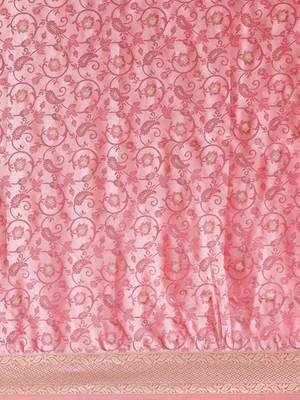 pink woven silk saree with blouse 3