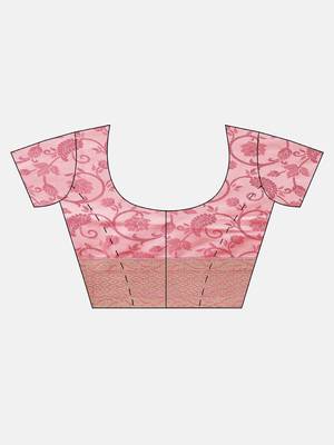 pink woven silk saree with blouse 5