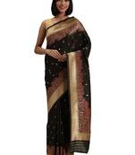black woven silk saree with blouse