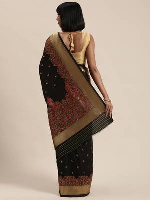 black woven silk saree with blouse 2
