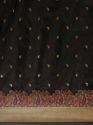 black woven silk saree with blouse 3