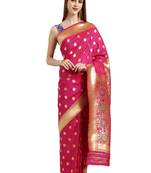 pink woven  silk saree with blouse