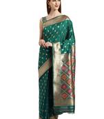 green woven silk saree with blouse