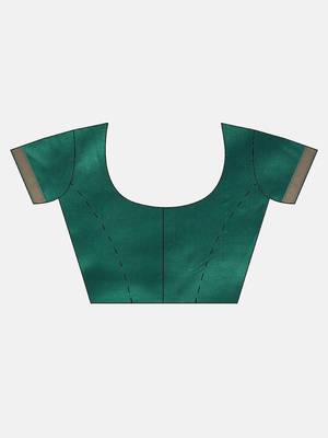green woven silk saree with blouse 5