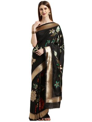 black woven silk saree with blouse 1