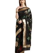 black woven silk saree with blouse